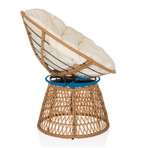 Chaise D'extérieur Weavora Tissu, Rotin Pe, Fer Beige