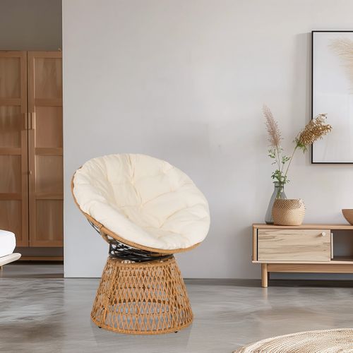 Chaise D'extérieur Weavora Tissu, Rotin Pe, Fer Beige