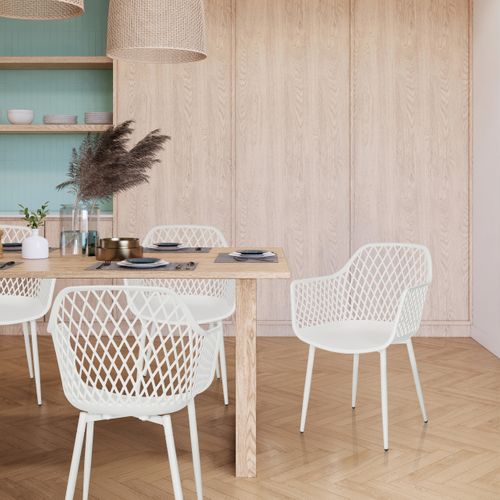 Chaise D'extérieur Begio L Plastique Blanc Accoudoirs Fournis, Surface Toucher Doux "softpad"