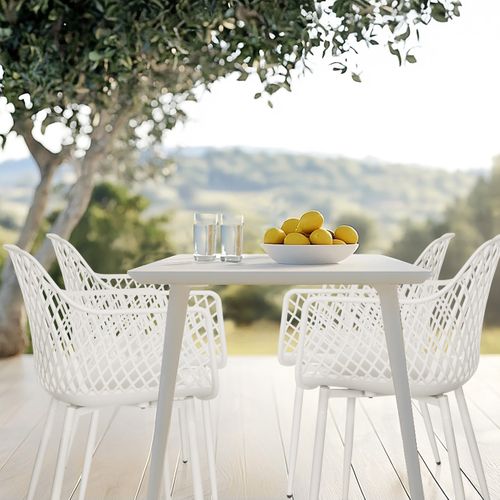 Chaise D'extérieur Begio L Plastique Blanc Accoudoirs Fournis, Surface Toucher Doux "softpad"