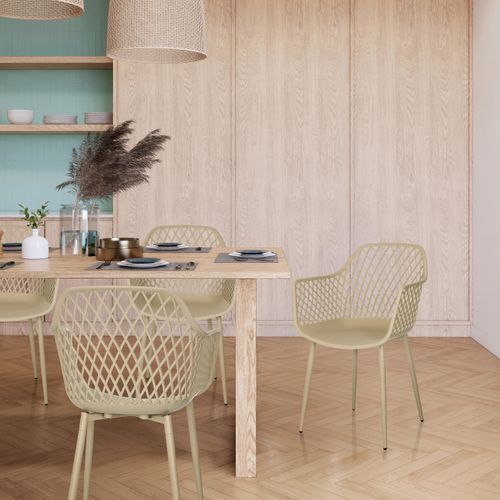 Chaise D'extérieur Begio L Plastique Beige Accoudoirs Fournis, Surface Toucher Doux "softpad"