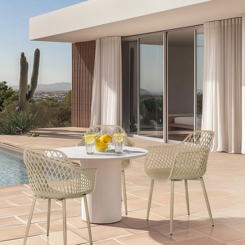 Chaise D'extérieur Begio L Plastique Beige Accoudoirs Fournis, Surface Toucher Doux "softpad"