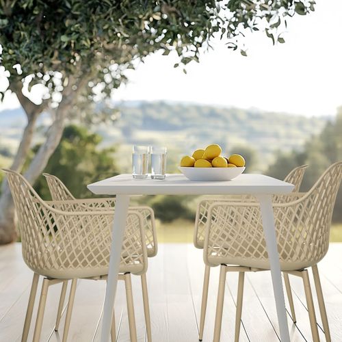 Chaise D'extérieur Begio L Plastique Beige Accoudoirs Fournis, Surface Toucher Doux "softpad"