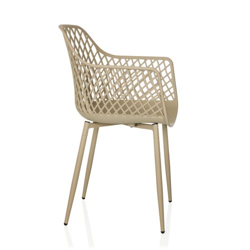Chaise D'extérieur Begio L Plastique Beige Accoudoirs Fournis, Surface Toucher Doux "softpad"