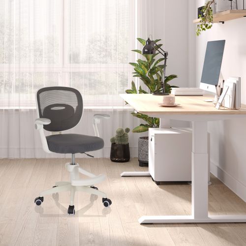 Chaise Pivotante Pour Des Enfants Kiddy Smart Tissu / Tissu Maille Gris Avec Accoudoirs Rabattables