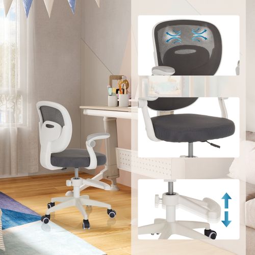 Chaise Pivotante Pour Des Enfants Kiddy Smart Tissu / Tissu Maille Gris Avec Accoudoirs Rabattables
