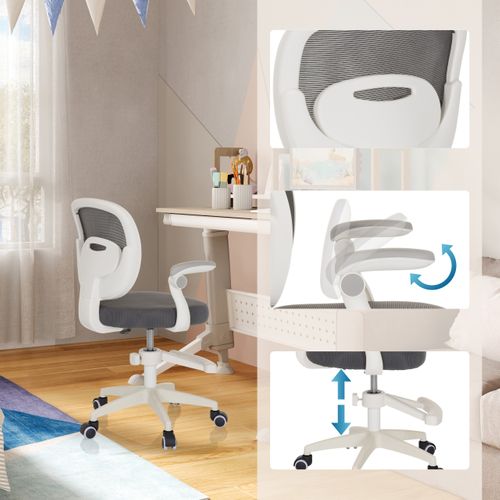 Chaise Pivotante Pour Des Enfants Kiddy Smart Tissu / Tissu Maille Gris Avec Accoudoirs Rabattables