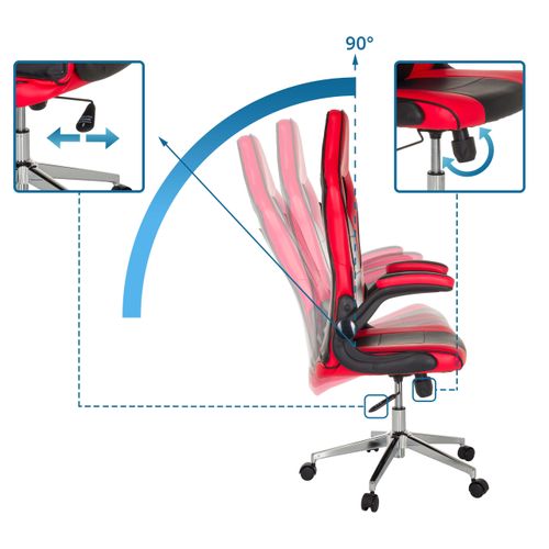 Fauteuil Gamer Game Sport Pro Simili Noir/rouge Avec Accoudoirs Rabattables