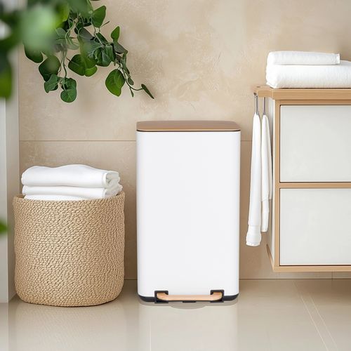 Poubelle Clean Natura Métal Crème/noix