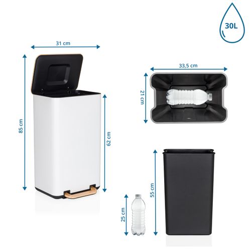 Poubelle Clean Natura Métal Crème/noix