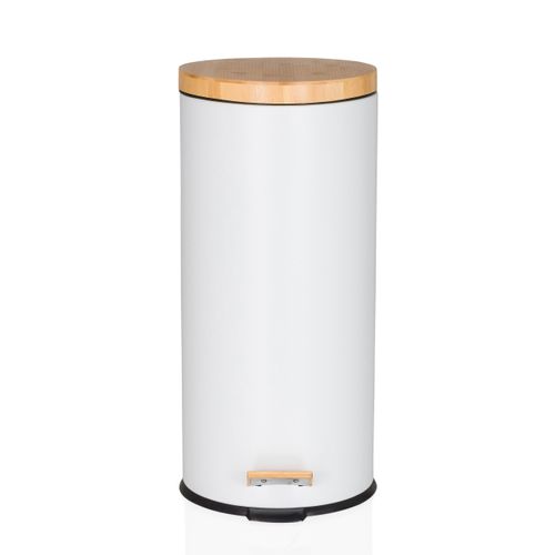 Poubelle Clean Bamboo Métal Blanc Mat