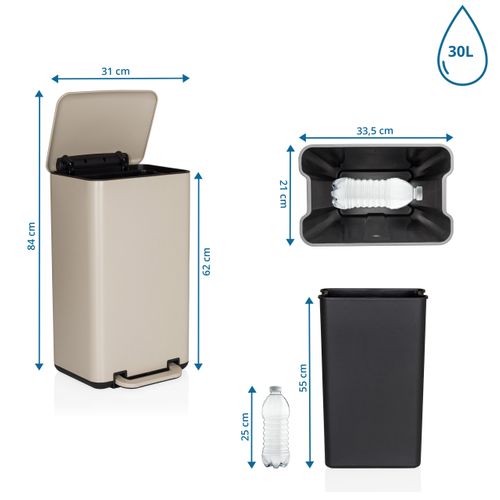 Poubelle Clean Beva Métal Beige