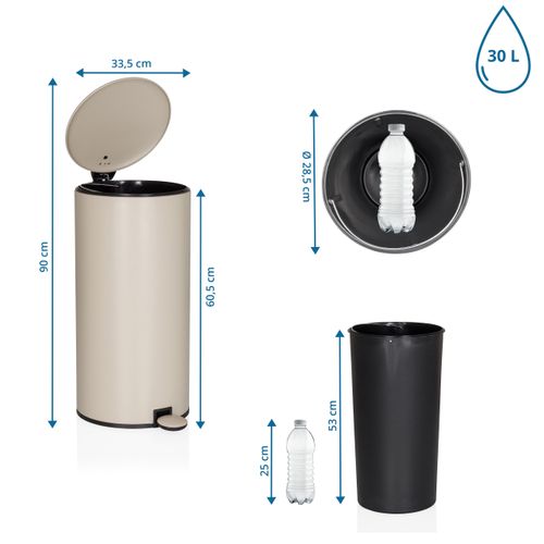 Poubelle Clean Step 2 Fer Beige