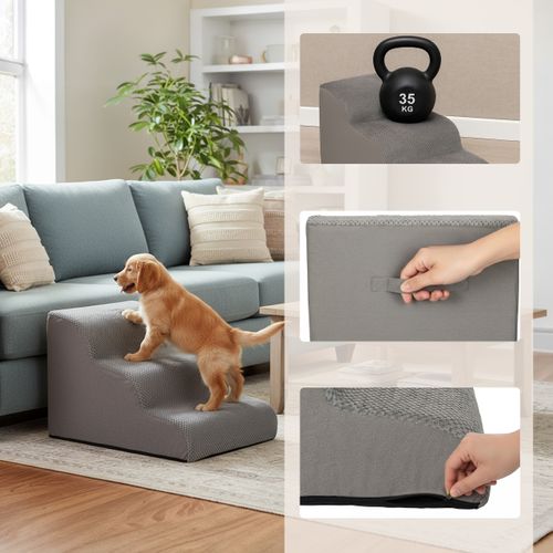Escabeau Pour Animaux De Compagnie Pawy Step 3 Tissu Gris
