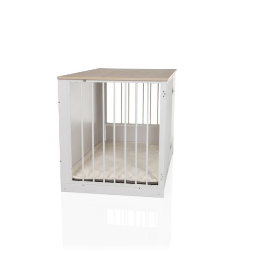 Niche Pour Chien Pawhome XL Mdf, Laminé Blanc/chêne