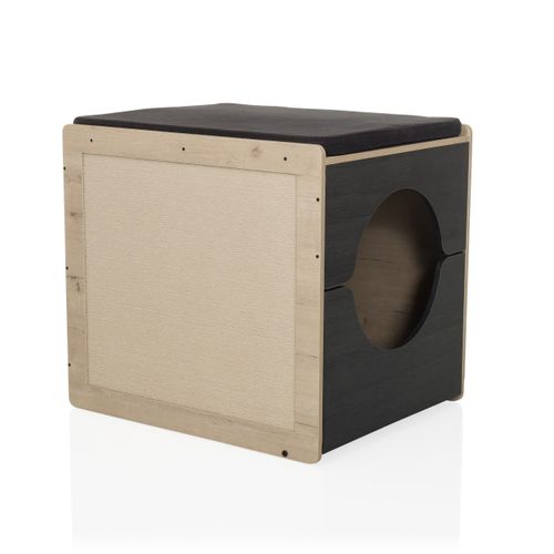 Maison Pour Chat Kitty Pawbox 2 Mdf, Laminé Noir/chêne