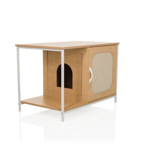 Maison Pour Chat Kittyhome 1 Mdf, Laminé Blanc/hêtre