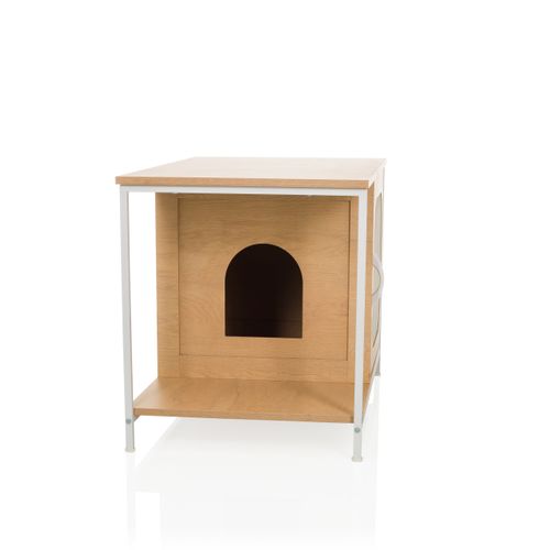 Maison Pour Chat Kittyhome 1 Mdf, Laminé Blanc/hêtre