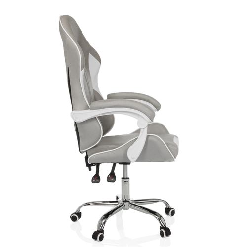 Fauteuil Gamer Gamebreaker W03 Microfibre Gris/blanc Accoudoirs Fournis, Surface Toucher Doux