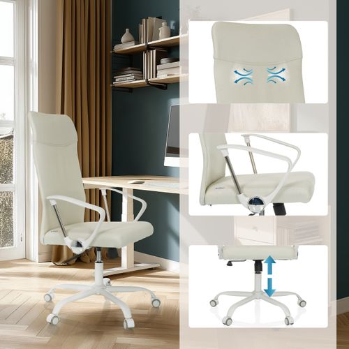 Chaise De Bureau Stryka W Tissu Beige Accoudoirs Compris