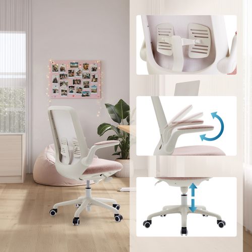 Chaise Pivotante Pour Des Enfants Swivelo Tissu Rose Avec Accoudoirs Rabattables