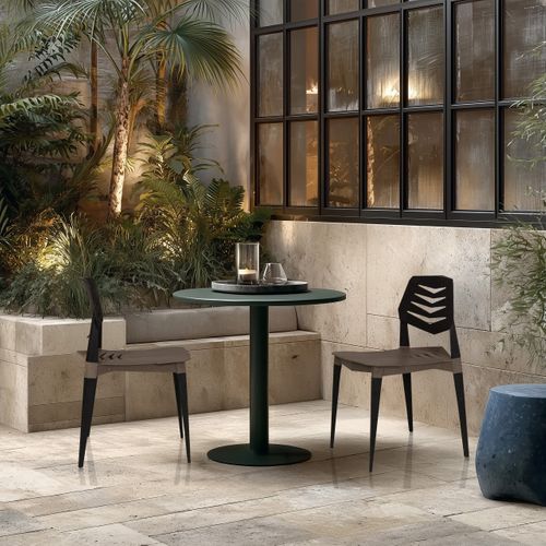 Chaise D'extérieur Flecharo Plastique Marron/noir Sans Accoudoirs