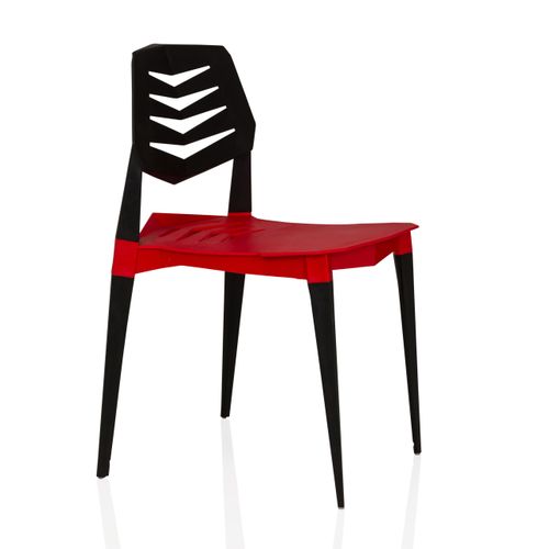 Chaise D'extérieur Flecharo Plastique Rouge/noir Sans Accoudoirs