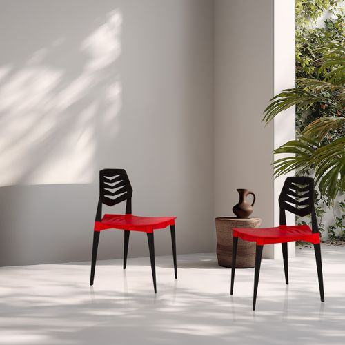 Chaise D'extérieur Flecharo Plastique Rouge/noir Sans Accoudoirs
