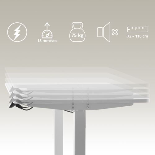 Bureau Worktime Panneau Mdf, Cadre En Acier Blanc