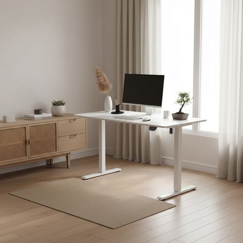 Bureau Worktime Panneau Mdf, Cadre En Acier Blanc