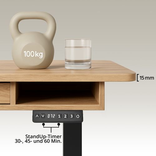 Bureau Worktime Style Panneau De Particules Revêtu De Mélamine Chêne/noir