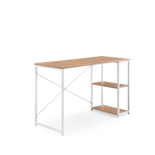 Bureau Easy Up2 Panneau De Particules Mélaminé, Structure En Acier Peinte En Époxy Blanc/chêne