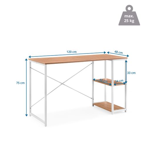 Bureau Easy Up2 Panneau De Particules Mélaminé, Structure En Acier Peinte En Époxy Blanc/chêne
