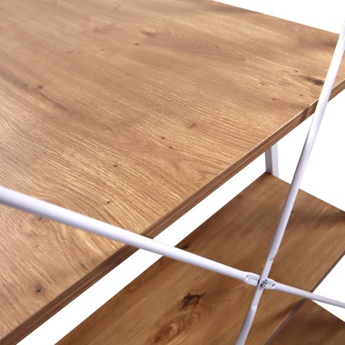 Bureau Easy Up3 Panneau De Particules Mélaminé, Structure En Acier Peinte En Époxy Blanc/chêne