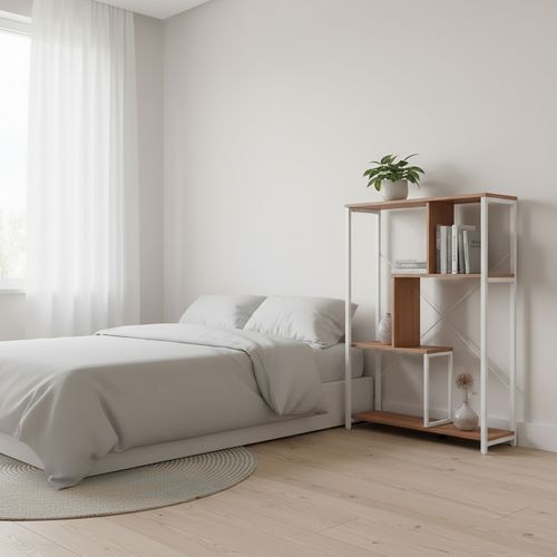 Étagère Kalag Eco Panneau De Particules Mélaminé, Structure En Acier Peinte En Époxy Blanc/chêne