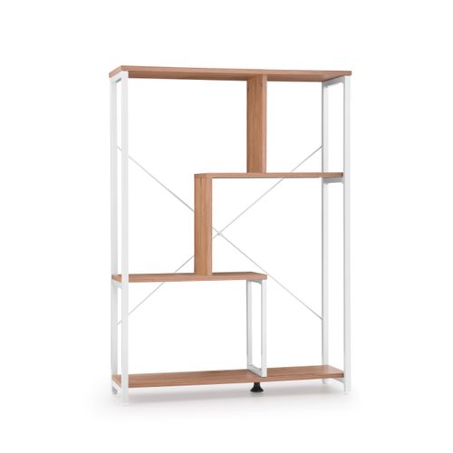 Étagère Kalag Eco Panneau De Particules Mélaminé, Structure En Acier Peinte En Époxy Blanc/chêne