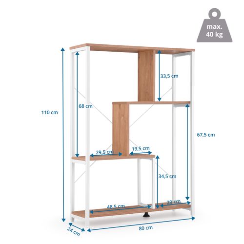 Étagère Kalag Eco Panneau De Particules Mélaminé, Structure En Acier Peinte En Époxy Blanc/chêne