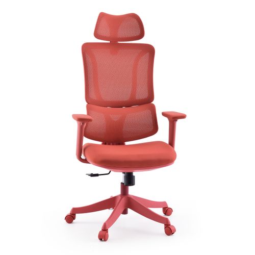 Chaise De Bureau Ergomy Colore Tissu / Tissu Maille Rouge Avec Accoudoirs (réglables En Hauteur)