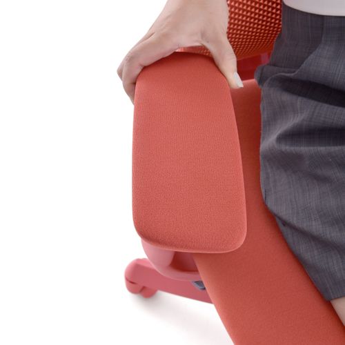 Chaise De Bureau Ergomy Colore Tissu / Tissu Maille Rouge Avec Accoudoirs (réglables En Hauteur)