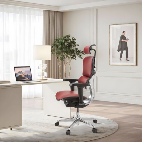 Fauteuil De Bureau Ergohuman Ultra L Gen2 Cuir Bordeaux Avec Accoudoirs (réglables En Hauteur)