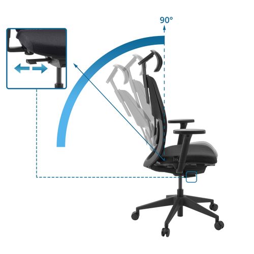 Fauteuil De Bureau Skandis Pro Tissu / Tissu Maille Noir Accoudoirs Fournis (réglables En Hauteur)