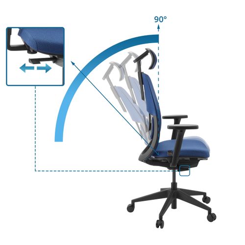 Fauteuil De Bureau Skandis Pro Tissu / Tissu Maille Bleu Accoudoirs Fournis (réglables En Hauteur)