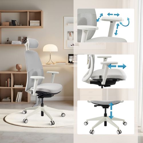 Fauteuil De Bureau Skandis Pro Tissu / Tissu Maille Gris Accoudoirs Fournis (réglables En Hauteur)