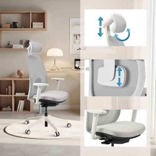 Fauteuil De Bureau Skandis Pro Tissu / Tissu Maille Gris Accoudoirs Fournis (réglables En Hauteur)