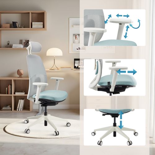 Fauteuil De Bureau Skandis Pro Tissu / Tissu Maille Menthe Accoudoirs Fournis (réglables En Hauteur)