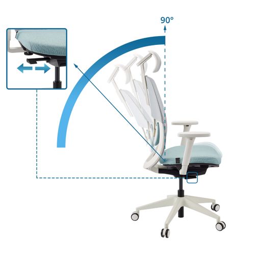 Fauteuil De Bureau Skandis Pro Tissu / Tissu Maille Menthe Accoudoirs Fournis (réglables En Hauteur)