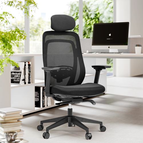 Fauteuil De Bureau Vivadapt Tissu / Tissu Maille Noir Avec Accoudoirs (réglables En Hauteur)