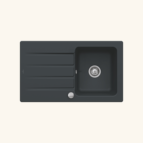 Evier Céramique Architectura Noir Full Black 1 Bac 1 Égouttoir