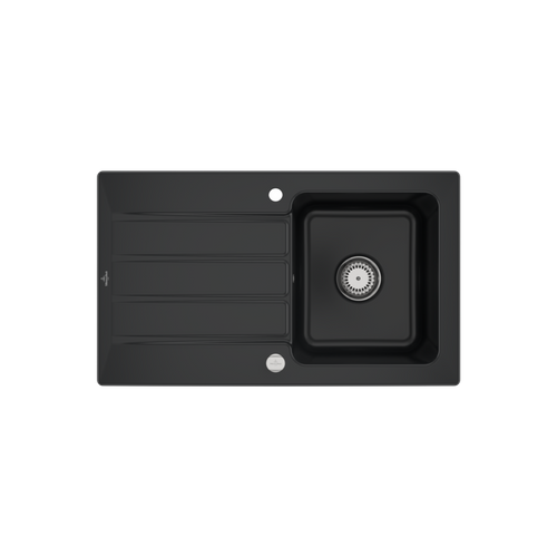 Evier Céramique Architectura Noir Full Black 1 Bac 1 Égouttoir