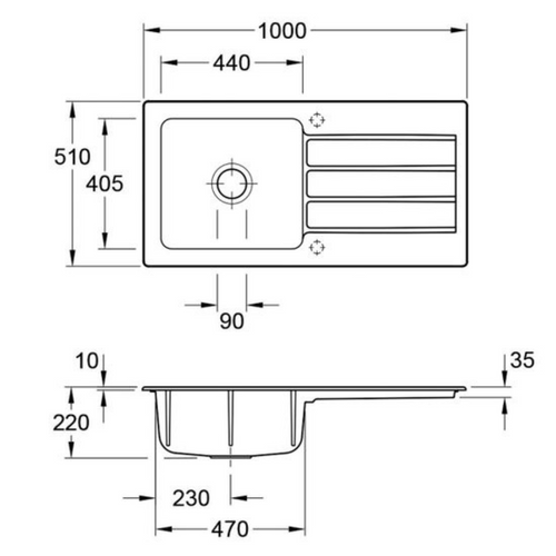 Evier Céramique Architectura Noir Full Black 1 Grand Bac 1 Égouttoir